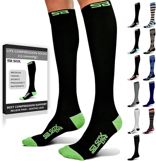 SB SOX Lite Compression Socks for Men & Women (15-20mmHg) – Best Compression Socks for Travel, Sports, and Daily Wear - XXL Sizes too!