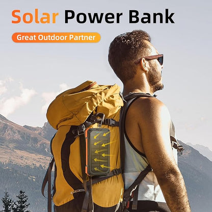 Solar Charger Power Bank 49800mAh Wireless Portable Phone Charger, 22.5W QC3.0 Fast Charging Built in 4 Cables with USB C 6 Outputs & 2 Inputs for All Cell Phone