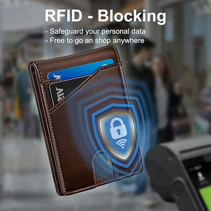 Airtag Wallet for Men,with Money Clip 11 Cards Slim Front Pocket Leather RFID Blocking Wallet with Gift Box