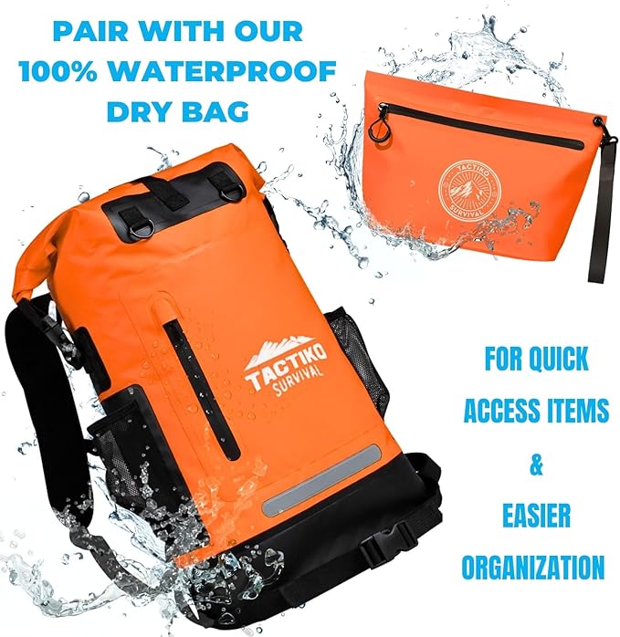 3-Pack Tactiko Heavy-Duty Splash Water Resistant Zipper Pouches - 3 L Hold-All Organizers for Dry Bags, Travel Bags (3, Yellow/Orange/Gray)