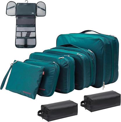Bee Nesting BeeNesting Waterproof Compression Packing Cubes 5/6/8 sets, Large Travel Packing organizers for Carry on Luggage, 2 Sides Expandable Storage Bags