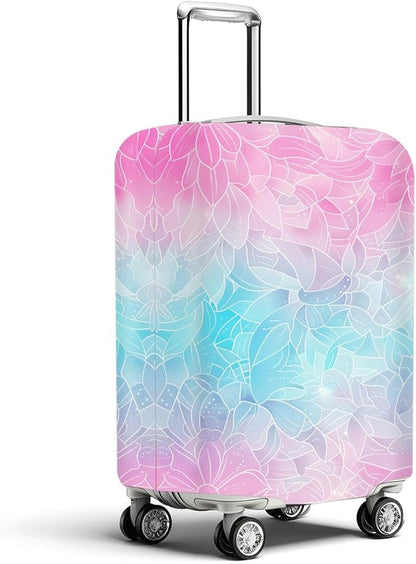 Gradient Floral Luggage Cover Suitcase Protector Washable Anti Scratch Protective Sleeve Travel Accessories Baggage Wrap Fits 22-24 Inch Suitcase Covers for Luggage Essentials