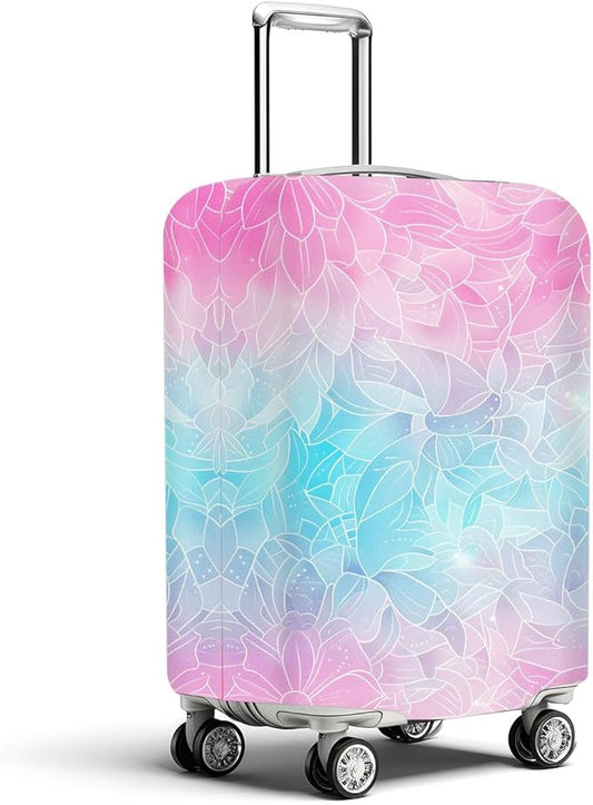 Gradient Floral Luggage Cover Suitcase Protector Washable Anti Scratch Protective Sleeve Travel Accessories Baggage Wrap Fits 22-24 Inch Suitcase Covers for Luggage Essentials