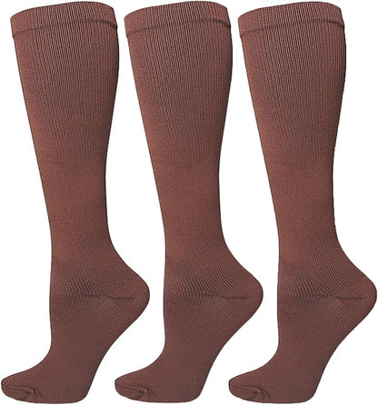 Bestjybt 3 Pairs Compression Socks for Women & Men Circulation 15-20 mmHg Support Socks for Athletic Running Cycling