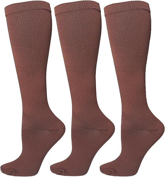 Bestjybt 3 Pairs Compression Socks for Women & Men Circulation 15-20 mmHg Support Socks for Athletic Running Cycling