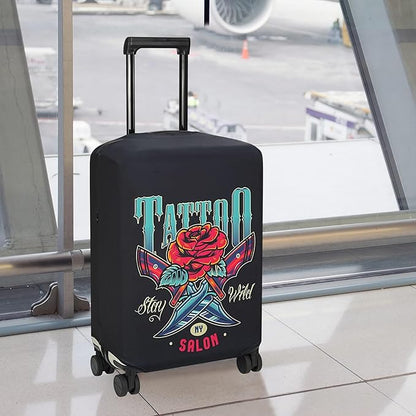 Explore Land Travel Luggage Cover Suitcase Protector Fits 31-32 Inch Case (Blade Rose, XL)