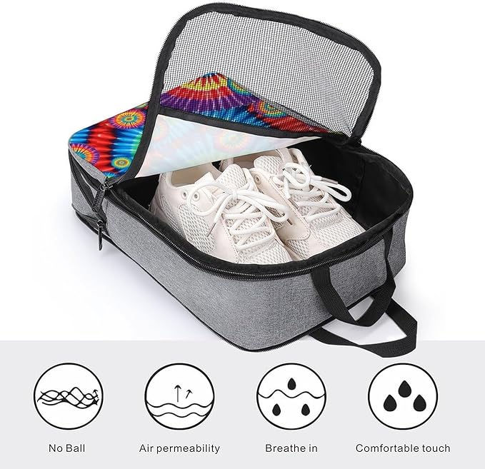 Travel Suitcase Shoe Organizer Bag, Portable Travel Shoe Packing Bag Red Blue Yellow Spiral Tie Dye Rainbow Sneaker Bags for Gym, 1-Pack