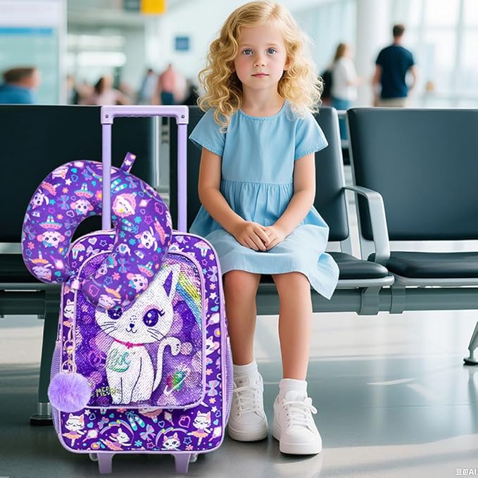 KLFVB Kids Luggage for Boys Girls, Cute Rolling Wheels Suitcase for Toddler, Children Travel Carry on Suitcase