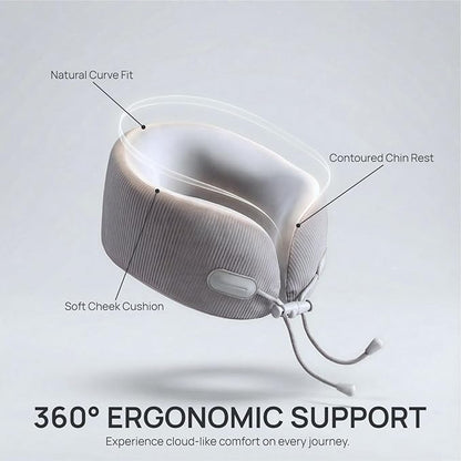 Memory Foam Travel Neck Pillow for Airplane, 360° Head Support Travel Essentials for Long Flights, Breathable Cooling Cover and Compact Storage Case, Portable Gift for Men and Women