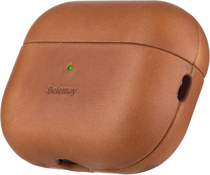 Belemay Handcrafted Crazy Horse Leather Case for AirPods Pro 3rd Gen (2025), Vintage Aesthetic, Two-Tone Effect, Unique Patina, Compatible with MagSafe, Compatible with Airpods Pro 3, Pine Green