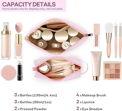 2 PCS Initial Makeup Bags for Women: Cosmetic Bag for Travel Toiletry - Birthday Gifts for 11 12 13 14 15 16 17 18 Years Old Girl Graduation Teacher Gift- Teen Girl Gifts Trendy Stuff - Light Pink S