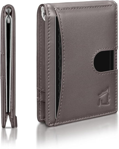 Kingly Cash Clip Slim Leather Wallet for Men with RFID Blocking & Money Clip - Minimalist Front Pocket Bifold Wallet Holds 12 Cards - Secure Card Holder with Easy Access Pull Tab