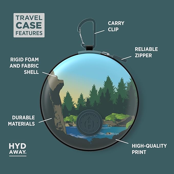 HYDAWAY Travel Case for Collapsible Bottles, Bowls & Cups - Protective Storage with Carabiner Clip - Durable, Water-Resistant, TSA-Friendly