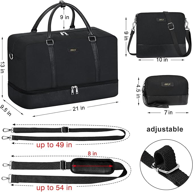 Weekender Bags for Women Overnight Bags with Shoe Compartment 21" Duffle Travel Bag for Traveling Weekend Gift 3pcs Set