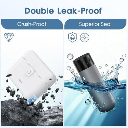 Travel Bottles with Case, 4x2oz TSA Approved, Leak-Proof, Press to Unlock, Compact & Portable Travel Toiletries (White)