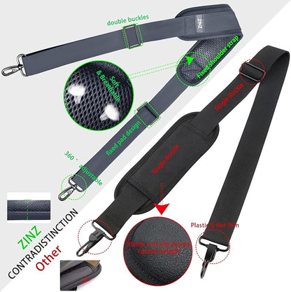 ZINZ Shoulder Strap 78" Universal Handbag Strap with Ultra-thick Fixed Padded and Dual Balanced Adjustable Buckles Shoulder Crossbody Strap for Briefcase Messenger Bag Laptop bag Luggage，Dark Gray