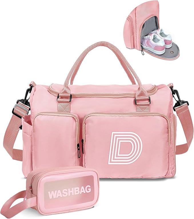 Gifts for Daughter, Initial Travel Duffle Bag, Sports Bag, Personalized Weekender Bag with Shoulder Strap, Monogram Overnight Bag, Gift for Friend Sister Women Gifts