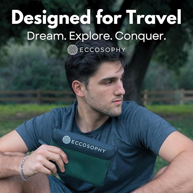 ECCOSOPHY Microfiber Beach Towel – Quick Dry Gym Towel, Highly Absorbent with Ribbed Texture, Lightweight – Ideal for Travel, Pool, Yoga, Fitness & Outdoor Adventures – 71x35 Fern