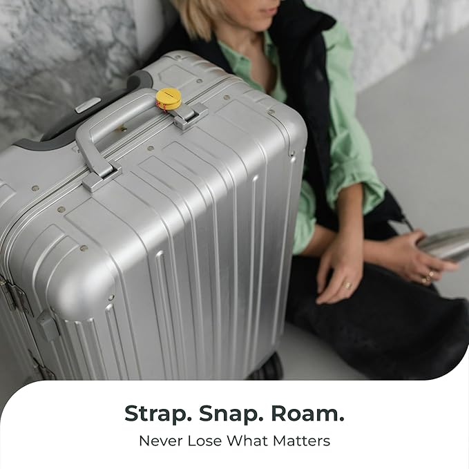 Roam Smart Tracker | Family-Friendly Eco Tracker for Keys, Bags & Kids’ Gear | Works with iOS & Android | Built-in Strap, QR Lost & Found | Replaceable Battery | No Extra App | 1-Pack, Yellow