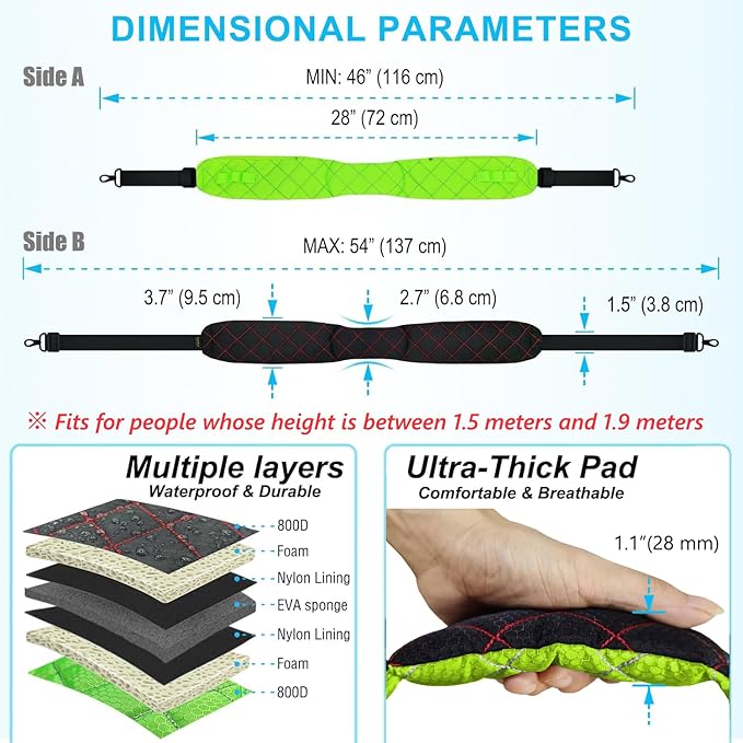 2 in 1 Anti-theft Bag Shoulder Strap with Pockets, 54 inch Travel Belt Ultra-Wide and Thick, Comfort and Stylish