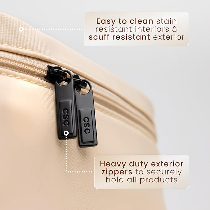 CLEAN SKIN CLUB Clean Towels XL Dedicated Travel Cosmetic Makeup Bag, Portable Large Capacity Beauty Toiletry Water Resistant Organizer Case with Dividers, Zipped Compartments