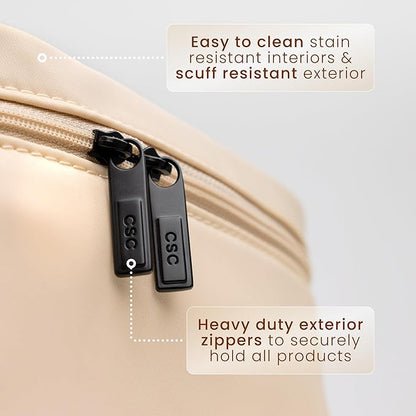 CLEAN SKIN CLUB Clean Towels XL Dedicated Travel Cosmetic Makeup Bag, Portable Large Capacity Beauty Toiletry Water Resistant Organizer Case with Dividers, Zipped Compartments