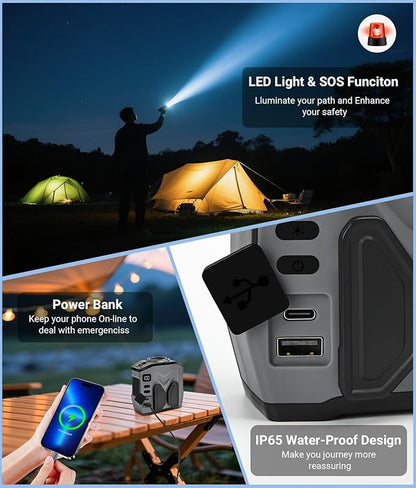 2025 Portable Waist Belt Clip Fan 10,000mAh/ 20,000RPM/ 100Speeds /40H Rechargeable Body Wearable Shirt Fan Strong Airflow, Hands-free Personal Hanging Neck Fan SOS Light for Outdoor Hiking Camping