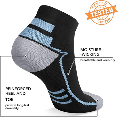 5 Pairs Copper Compression Socks for Women & Men - Ankle Plantar Fasciitis Arch Support Running Socks for Athletic