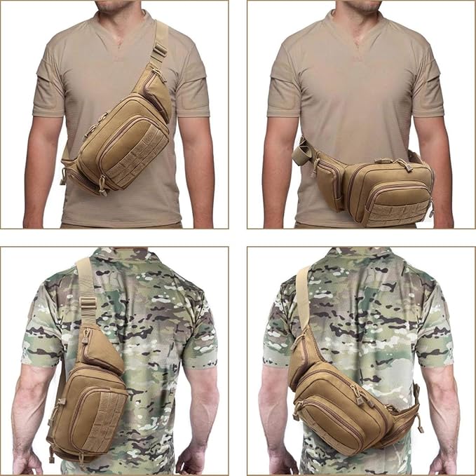 Tactical Fanny Pack for Men & Women, Concealed Carry Fanny Pack for Men, Adjustable Waist Bag, Compact Travel Belt Bag, CCW Fanny Pack with U.S Flag Patch