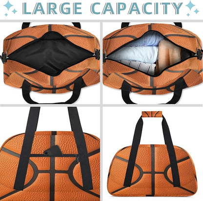 Kids Duffle Bag Girls Boys Basketball Texture Weekender Overnight Bag,Lightweight Duffel Bags for Traveling Gym Sport Dance