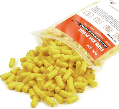 250 Pairs Quality Foam Ear Plugs Bulk, NRR 32dB for Shooting,Sleeping,Work & Construction Site,Yellow