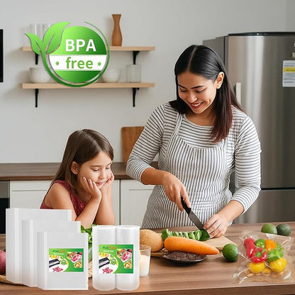 MakMeFre 200 Plus Gallon Size 12" x 16" Vacuum Sealer Bags with BPA Free and Heavy Duty,Great for Food Storage Vaccume Sealer PreCut Bag