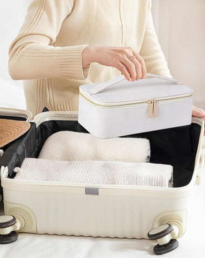 HofferRuffer Jewelry Box Organizer for Women Girls, Travel Jewelry Case with 12 Portable Zipper Bags, Jewelry Storage Ideal for Travel & Home Organization (12pcs-CreamWhite Velvet)