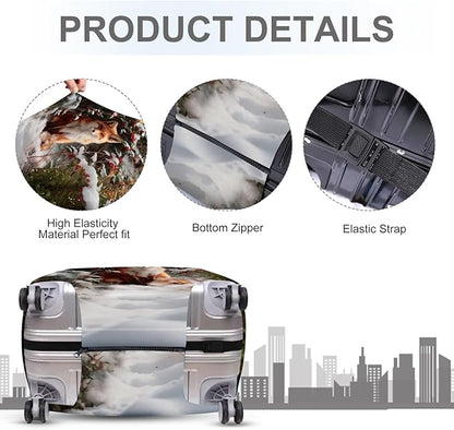 FOREVER QUEEN Winter - Fox Luggage Cover Suitcase Protector Suitcase Cover Anti-Scratch,Stretchable Bag Cover Washable Durable Polyester