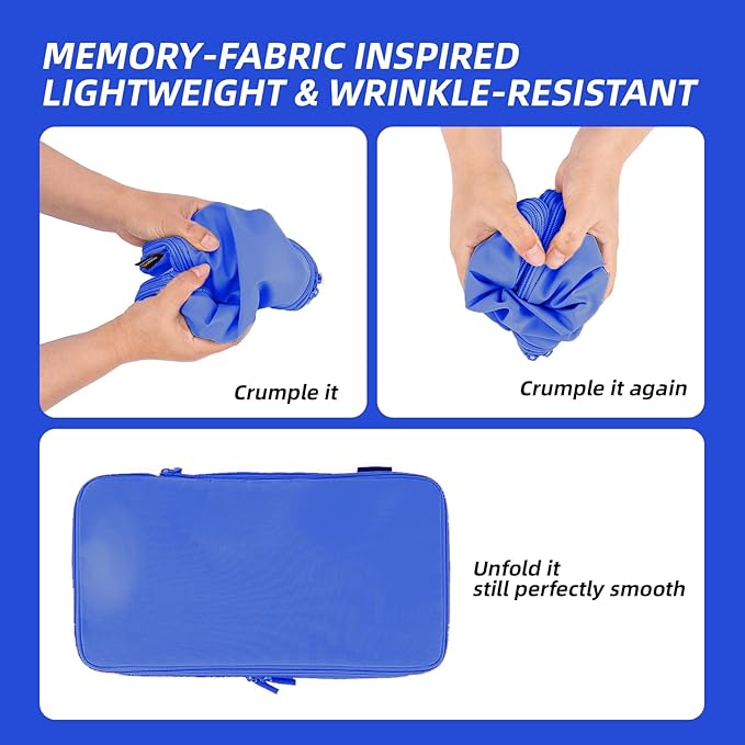 Compression Bags for Travel - 4 Pack Multi-Size Packing Organizers for Suitcase and Backpack (Dark Blue)