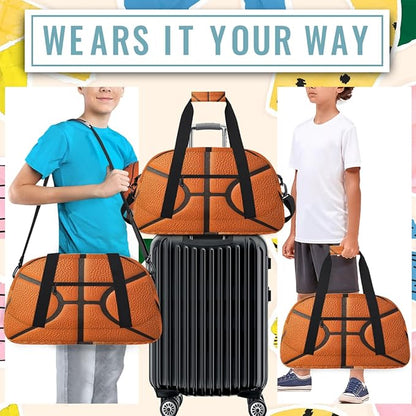 Kids Duffle Bag Girls Boys Basketball Texture Weekender Overnight Bag,Lightweight Duffel Bags for Traveling Gym Sport Dance