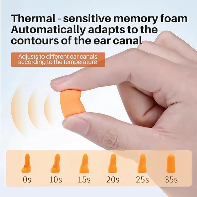 250 Pairs NRR 33dB Soft Foam Ear Plugs,38dB Noise Reduction Disposable Earplugs Bulk,for Work & Construction Site,Orange