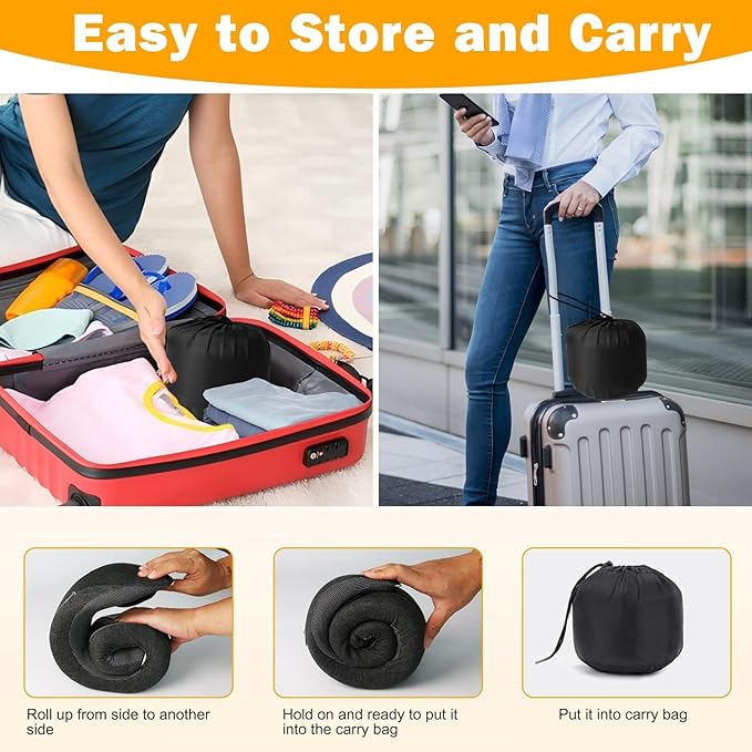 Neck Travel Pillow,360° Memory Foam Neck Pillow,Portable and Storable Pillows, Comfortable Breathable Ergonomic Design for Travel, Car Rides, Home and Offices Use (Pink)