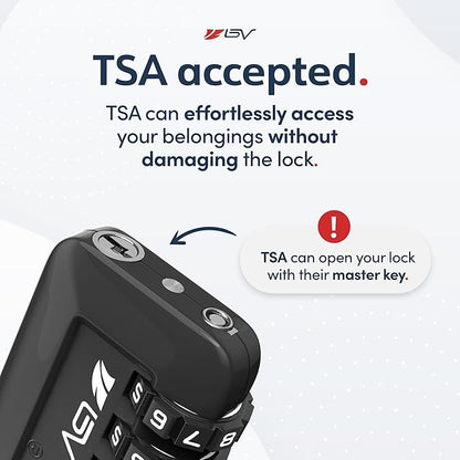 TSA Accepted Luggage Travel Lock, Set-Your-Own Combination Lock for School Gym Locker, Luggage Suitcase Baggage Locks, Filing Cabinets, Toolbox, Case (Black, 4 Pack)