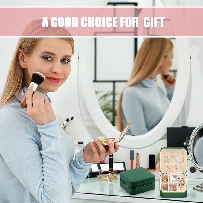 Taiyin 6 Pcs Travel Jewelry Case Box Bridesmaid Gifts Bulk Travel Jewelry Cases Boxes Small Jewels Organizers Mini Accessories Ornaments Storage for Women Girls Wedding Gifts (Green)