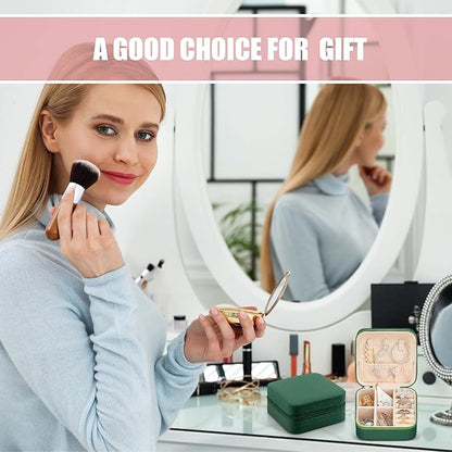 Taiyin 6 Pcs Travel Jewelry Case Box Bridesmaid Gifts Bulk Travel Jewelry Cases Boxes Small Jewels Organizers Mini Accessories Ornaments Storage for Women Girls Wedding Gifts (Green)