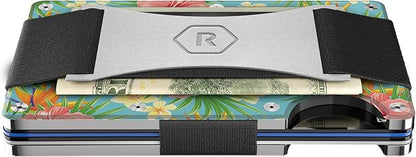 Ridge Wallet for Men - Slim Minimalist Compact Wallet and Card Holder, RFID Protected Front Pocket Wallets for Men with Integrated Cash Strap (Tropical)