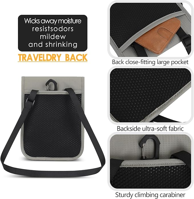 Travel Neck Wallet RFID Blocking – Hidden Passport Holder & Anti-Theft Money Pouch for Men & Women, Lightweight Concealed Undergarment Organizer with Adjustable Strap, Secure Document Holder