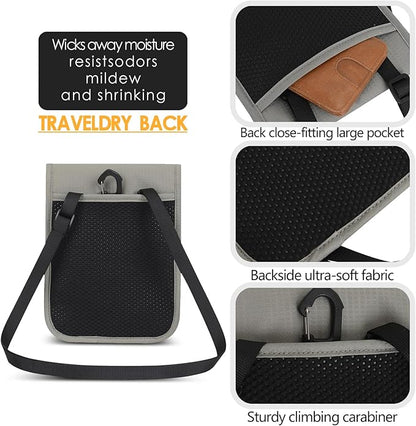 Travel Neck Wallet RFID Blocking – Hidden Passport Holder & Anti-Theft Money Pouch for Men & Women, Lightweight Concealed Undergarment Organizer with Adjustable Strap, Secure Document Holder