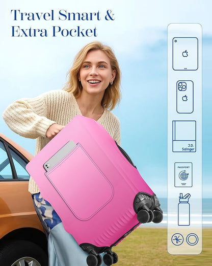 Slohif Luggage Cover for Suitcase Tsa Approved Protector - Luggage Sleeve Large Suit Case Cover Travel Stretch Baggage Case Protective Washable Fit 21-23 Inch Rose Gradient S