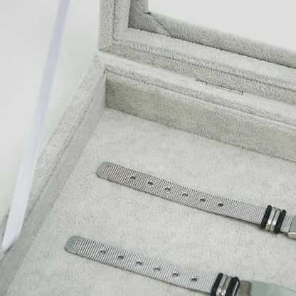 Coward Jewelry Organizer Tray Box, Grey Beige Velvet Blank Display Tray Case with Lid for Storage Necklaces Bracelets Rings Beads and Jewelry Accessories