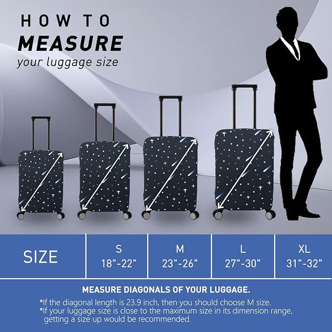Travel Luggage Cover Protector Stretchy Washable Suitcase Cover With Zippers For 31-32 Inch Luggage (XL, Black, Starrysky)