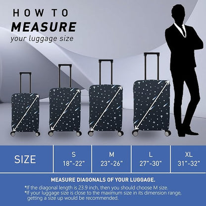 Travel Luggage Cover Protector Stretchy Washable Suitcase Cover With Zippers For 18-22 Inch Luggage (S, Black, Starrysky)