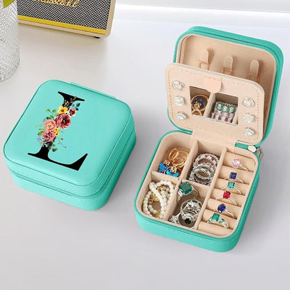 Parima Travel Jewelry Case Jewelry Box - Portable Small Jewelry Boxes Jewelry Organizer Travel Accessories Essentials for Vocation Birthday Gifts for Women Teen Girls Monogrammed Jewelry Case L Blue