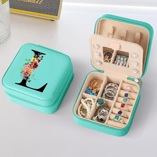 Parima Travel Jewelry Case Jewelry Box - Portable Small Jewelry Boxes Jewelry Organizer Travel Accessories Essentials for Vocation Birthday Gifts for Women Teen Girls Monogrammed Jewelry Case L Blue